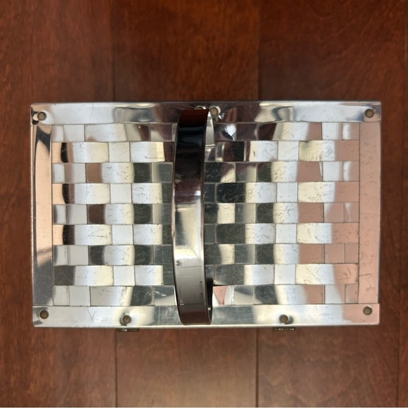 Vintage Dorset Rex 50s Silver Metal Basket Weave Lattice Box Purse - Picture 10 of 16